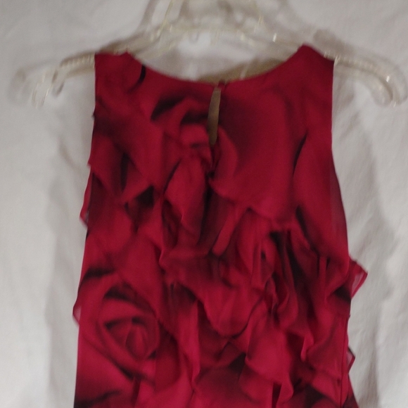 White House | Black Market Red Rose Waterfall Style Sleeveless Dress - Sz. M - Picture 10 of 16